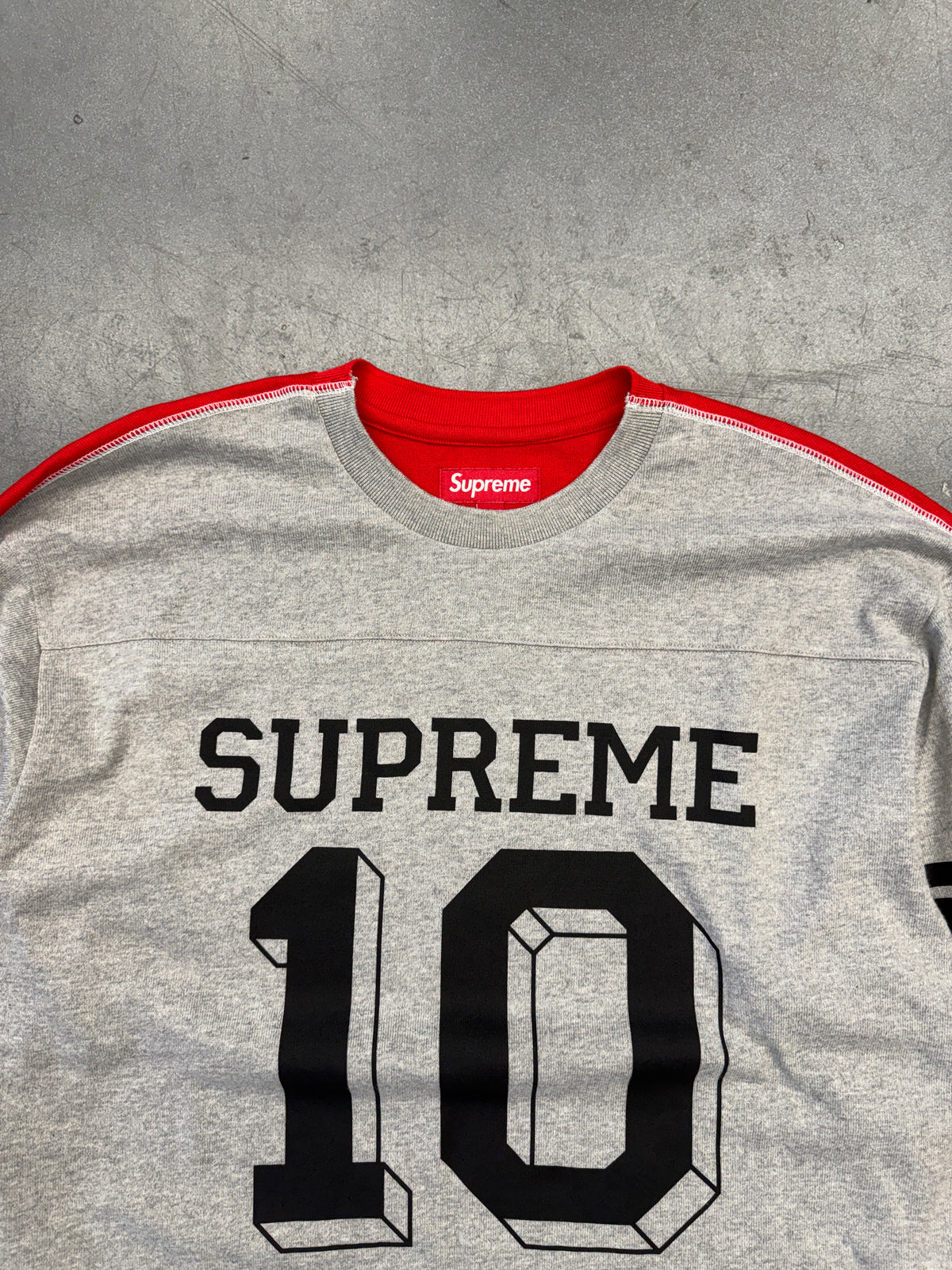 FW25 SUPREME SPLIT LONG SLEEVE FOOTBALL TOP - HEATHER GREY