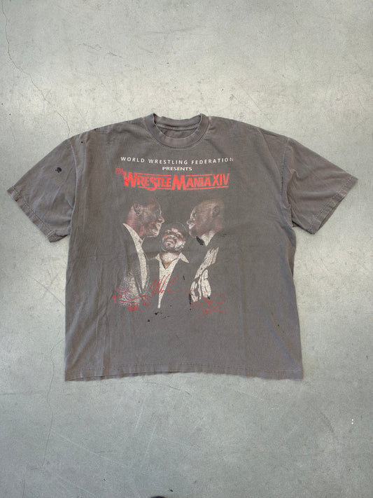 1998 WRESTLEMANIA XIV STONE COLD STEVE AUSTIN SHAWN MICHAELS MIKE TYSON WWF FADED TEE (PULLED TAG)