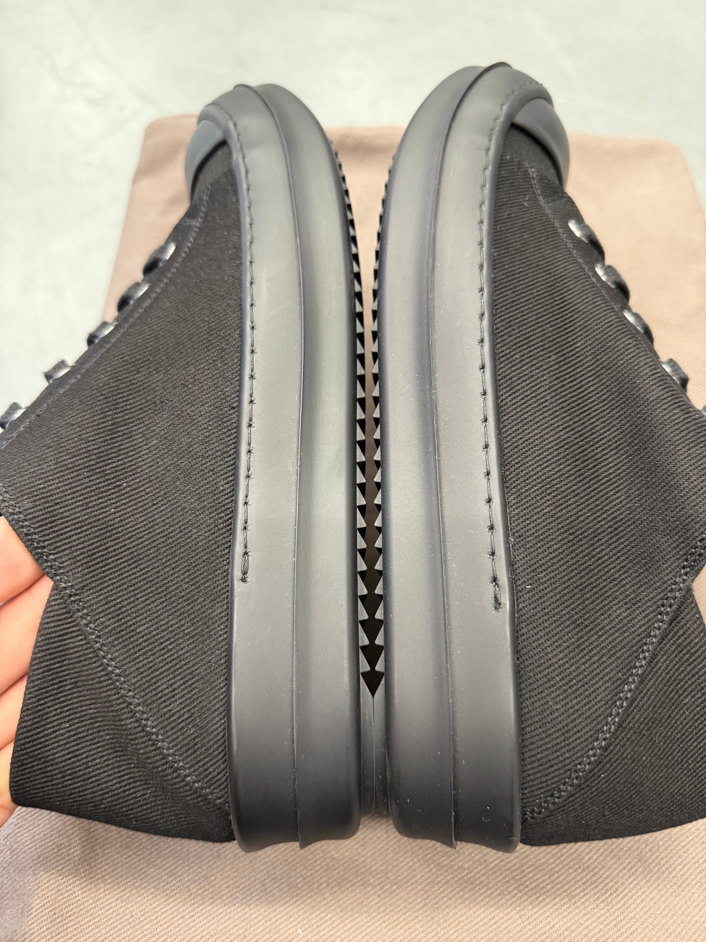 RICK OWENS DRKSHDW CANVAS SLIP ON SNEAKERS (WOMENS)