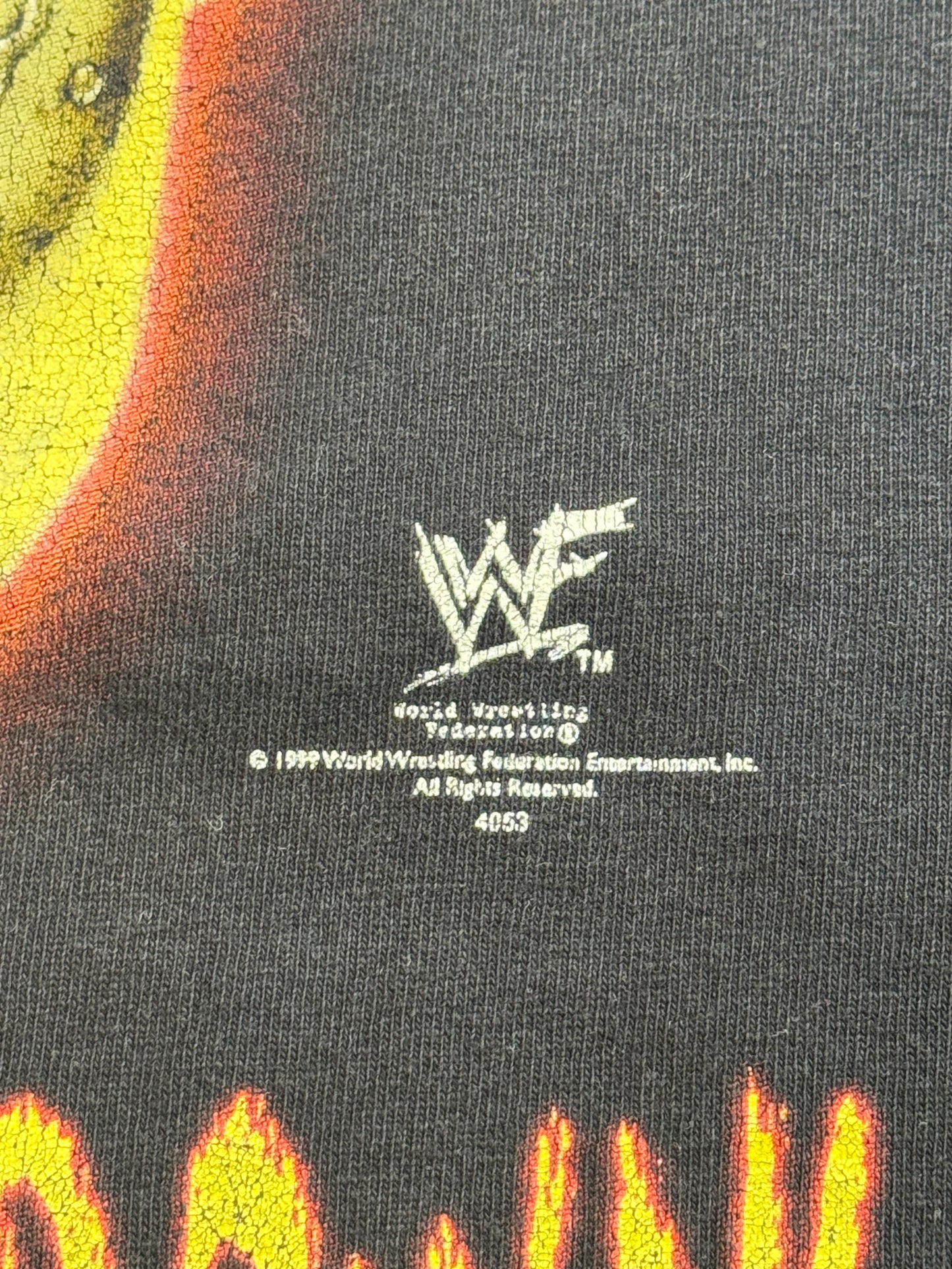 1999 WWF THE ROCK LAYIN' THE SMACK DOWN! "ON YOUR ROODY POO CANDY ASS" TEE (AAA TAG)