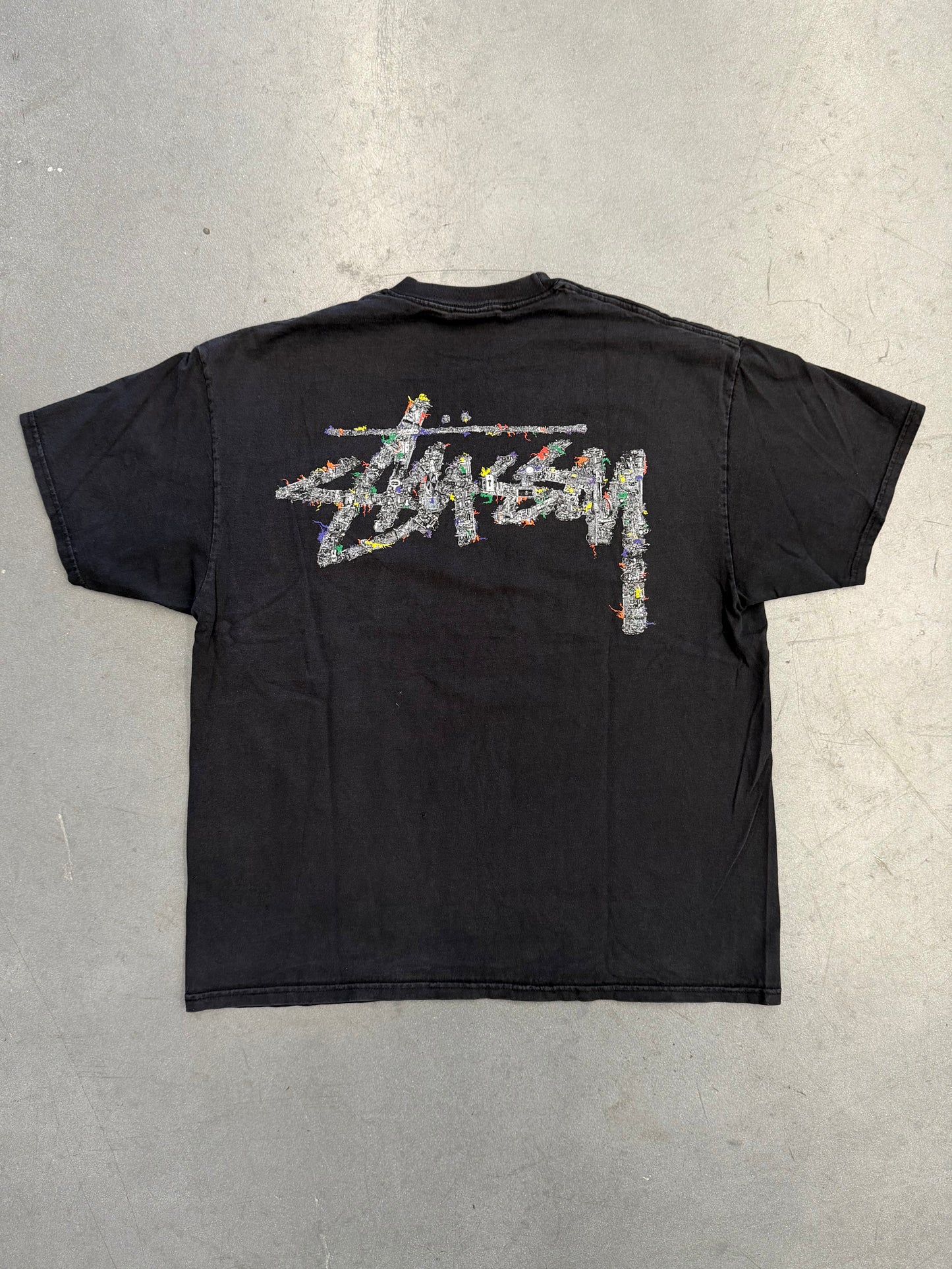 STUSSY COLLAGE CROWN GRAPHIC TEE - BLACK (XL)