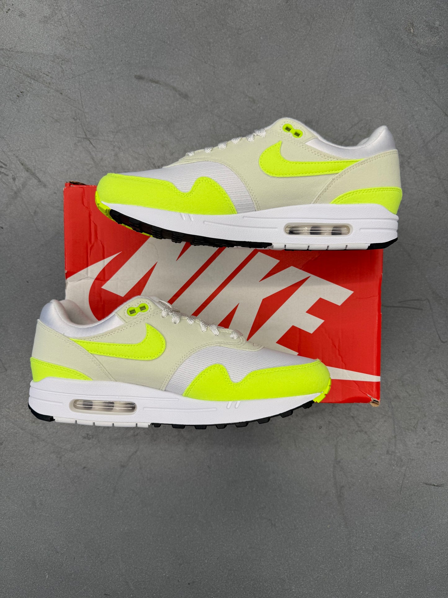 2023 SIZE 11 WOMENS NIKE AIR MAX 1 '87 - VOLT SUEDE (NEW WITH BOX)