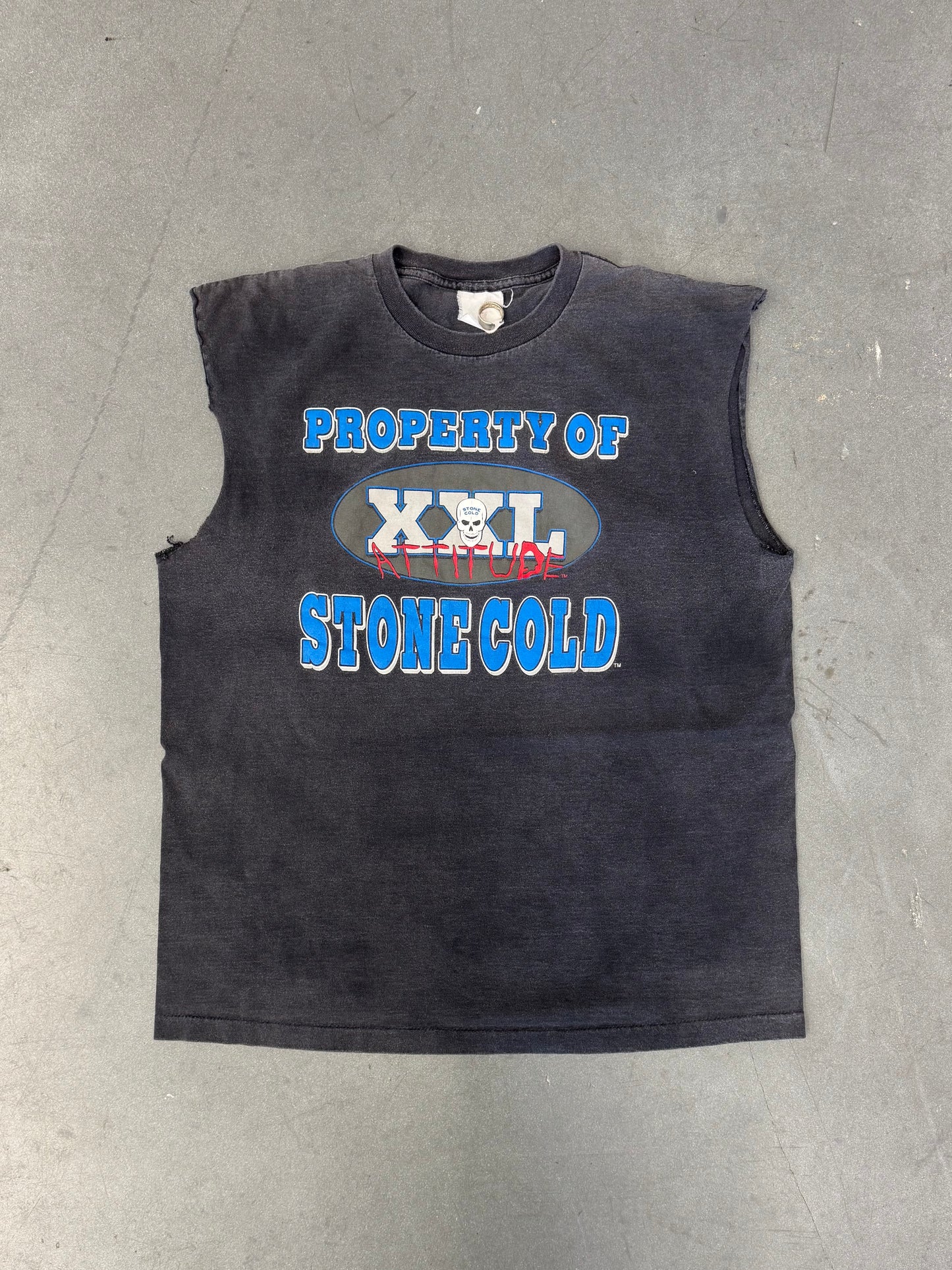 1998 WWF ATTITUDE PROPERTY OF STONE COLD XXL CUTOFF TEE (FADED TAG)