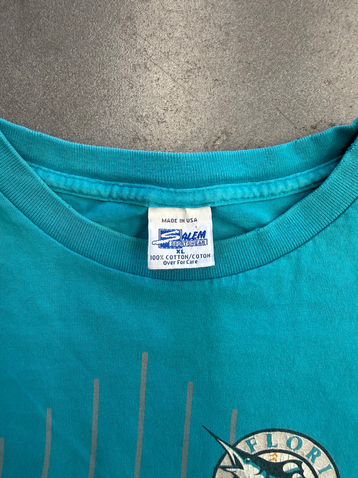 1992 FLORIDA MARLINS SALEM SPORTSWEAR WRAP AROUND TEE (SALEM TAG)