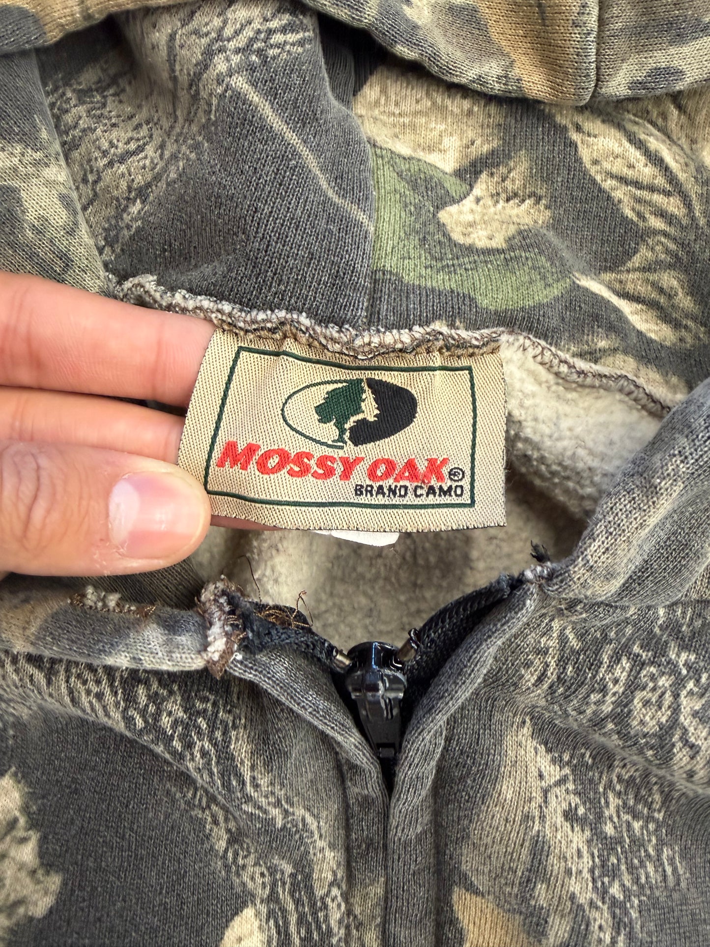 90'S MOSSY OAK FULL ZIP CAMO HOODIE (MADE IN USA TAG)