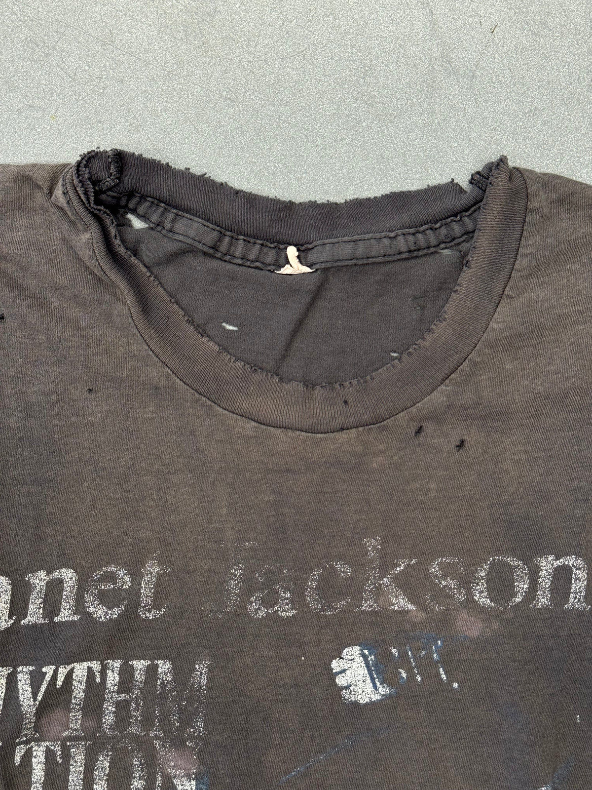 1990 JANET JACKSON RHYTHM NATION EUROPEAN TOUR DISTRESSED CUT-OFF TEE