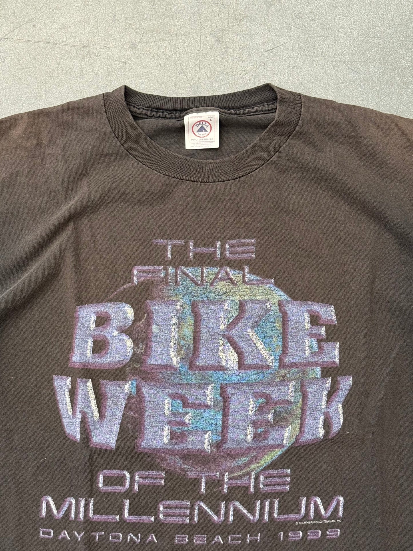 1999 "THE FINAL BIKE WEEK OF THE MILLENIUM" DAYTONA BEACH TEE (DELTA TAG)
