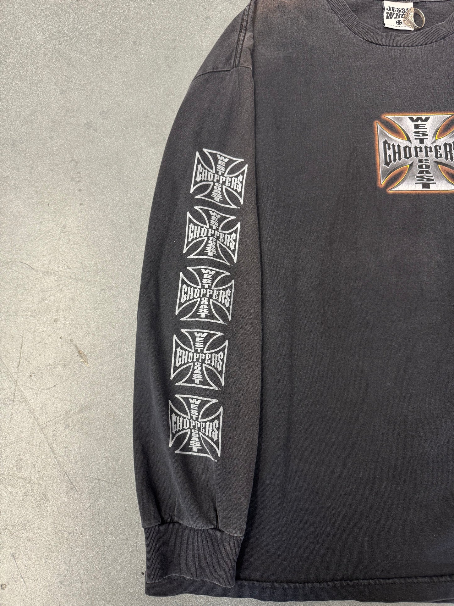 00S WEST COAST CHOPPERS REPEATED IRON CROSS LS TEE (JESSE WHO TAG) - L/XL