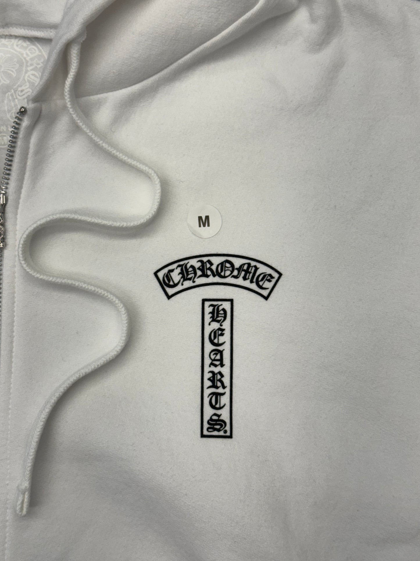 CHROME HEARTS T-BAR ZIP UP HOODIE - WHITE