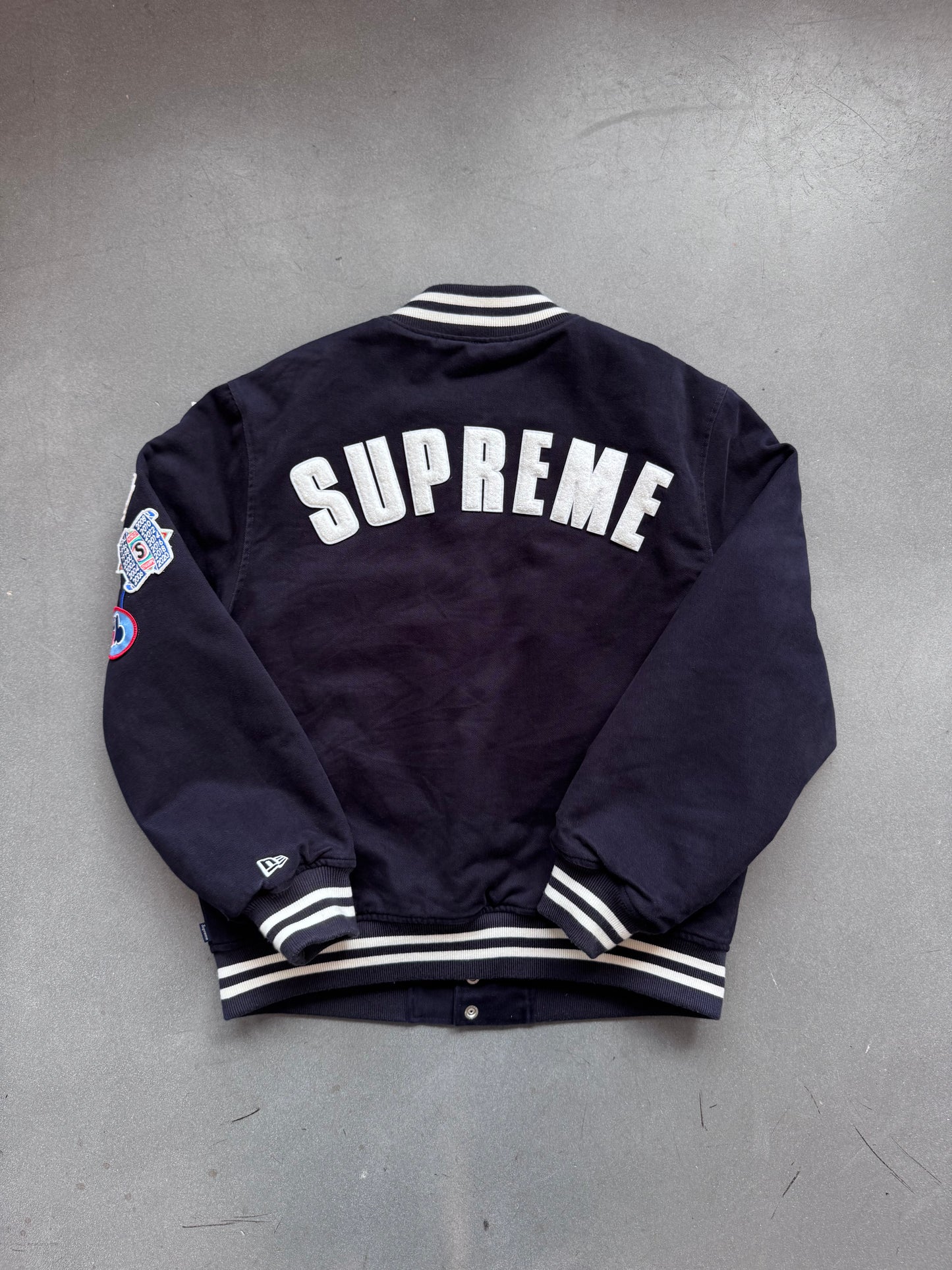 SS20 SUPREME NEW ERA MLB VARSITY JACKET - NAVY (L)