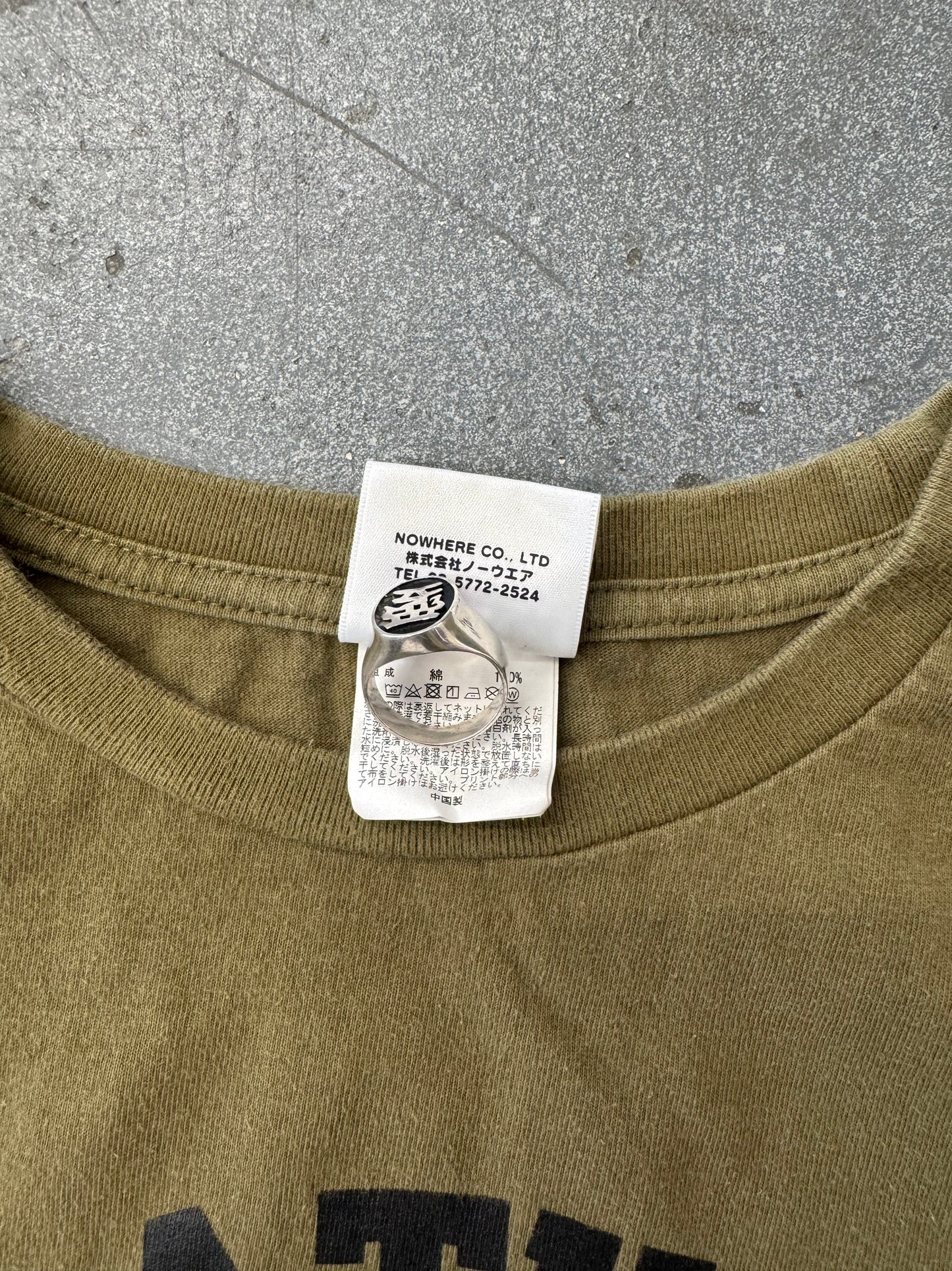 BAPE A BATHING APE LS COLLEGE TEE - OLIVE