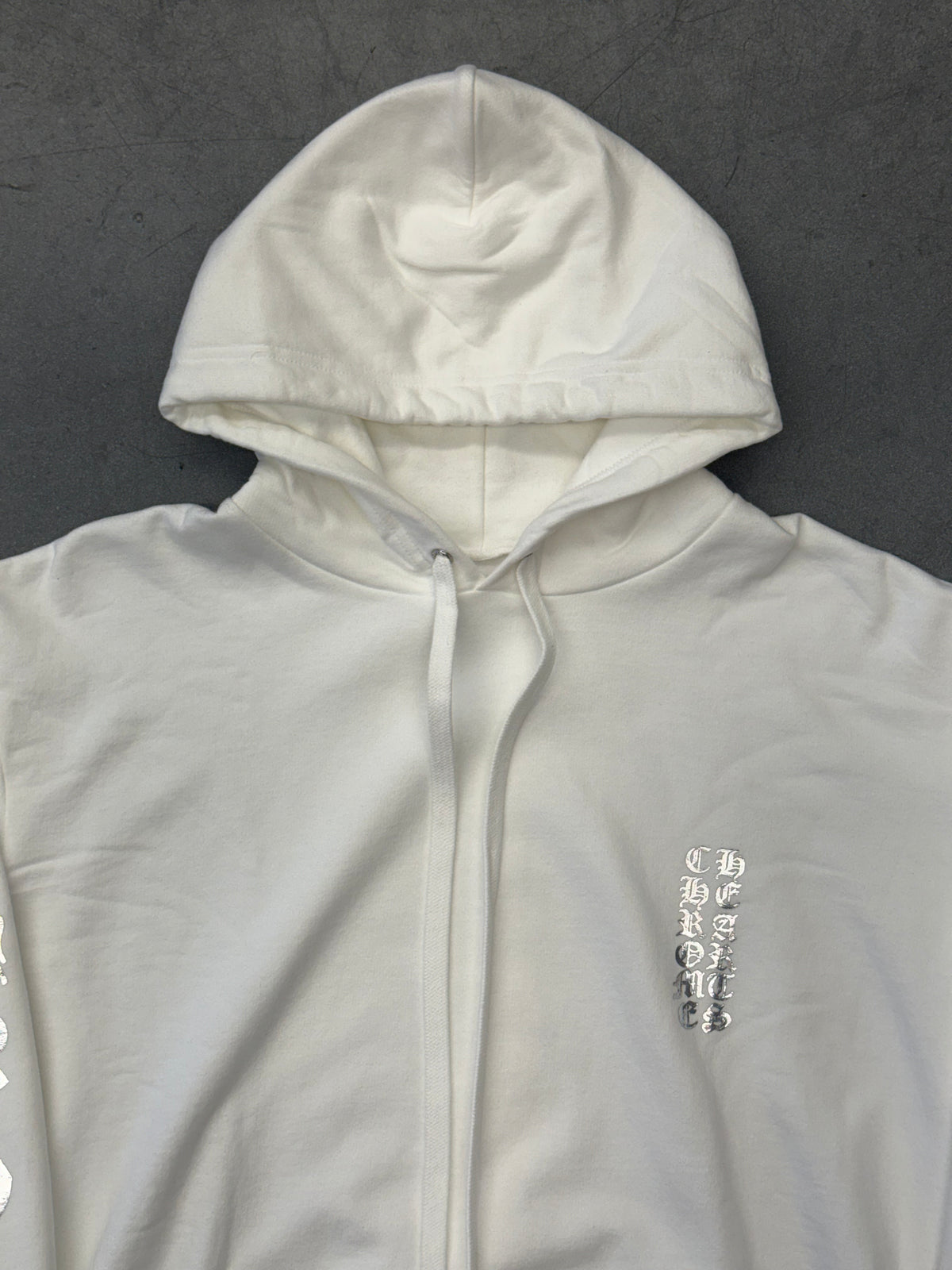 CHROME HEARTS ONLINE EXCLUSIVE PULLOVER HOODIE - WHITE/SILVER FOIL