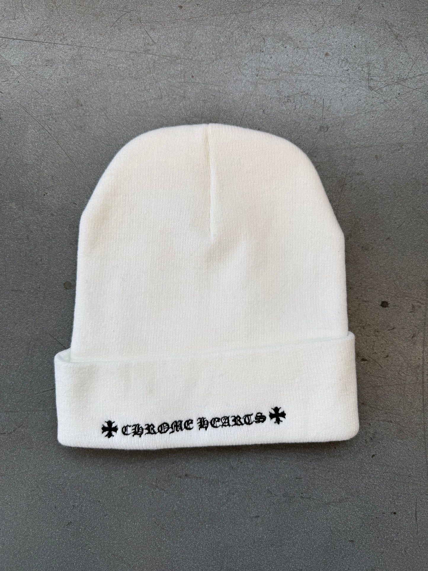 CHROME HEARTS WATCH CAP CH BEANIE - WHITE/BLACK