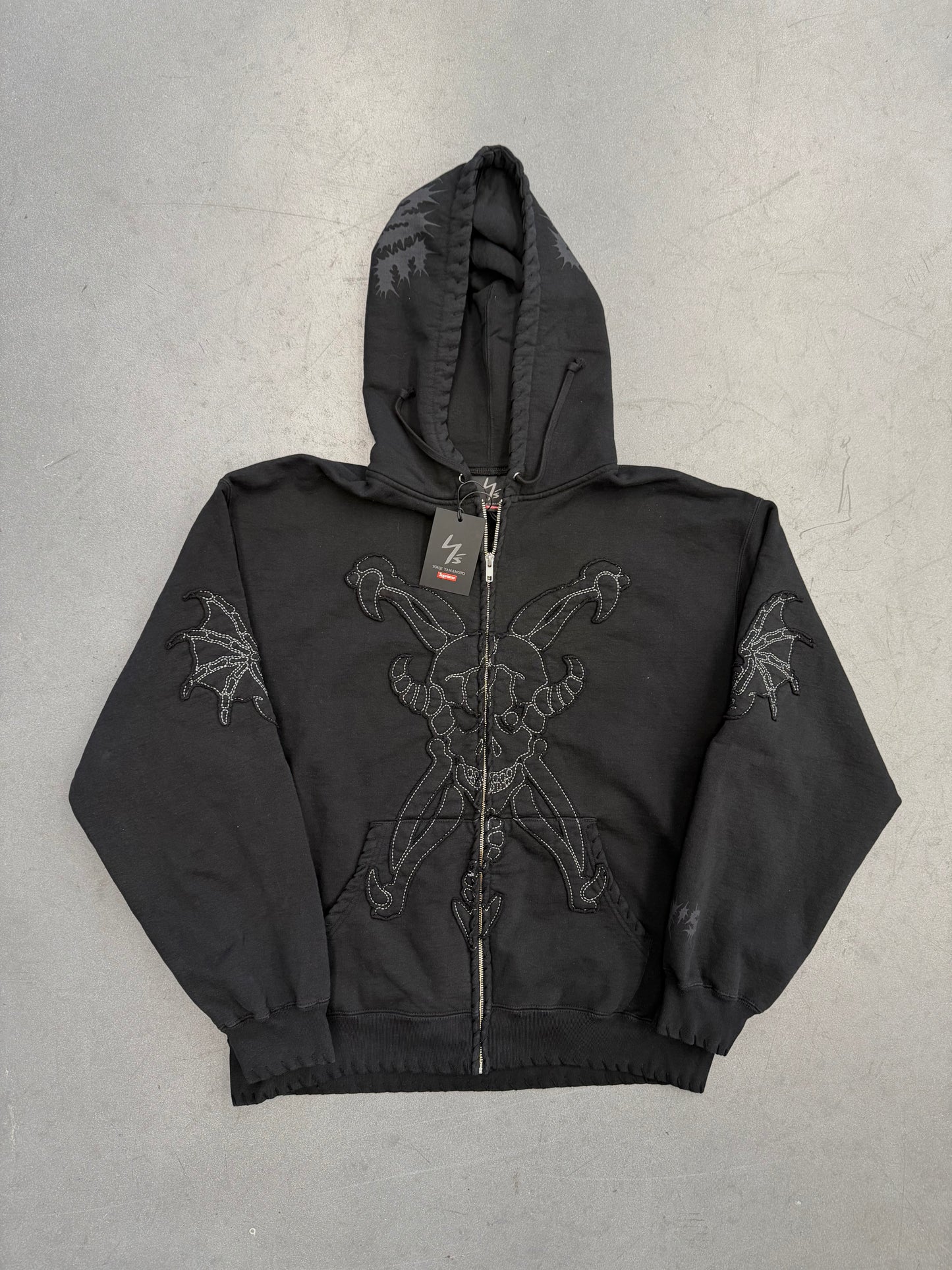 FW25 SUPREME X Y'S BY YOHJI YAMAMOTO ZIP UP HOODED SWEATSHIRT - BLACK (XL)