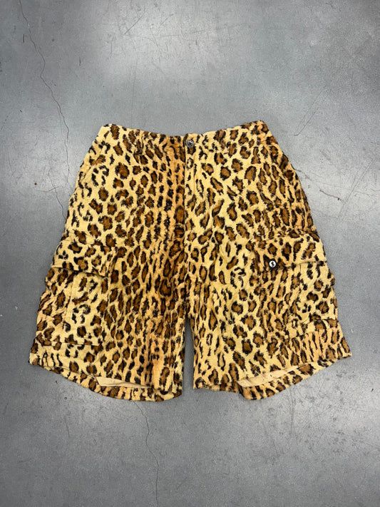 SS25 SUPREME X GOODNEOUGH CRUSHED RAYON PILE CARGO SHORTS - LEOPARD