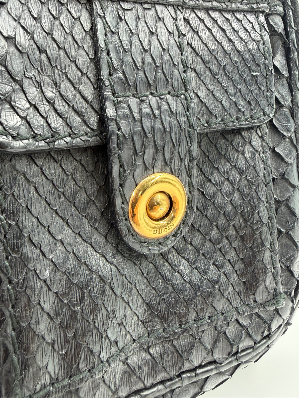 SS09 GUCCI DARWIN LARGE CONVERTIBLE BACKPACK CARRYALL - BLACK GENUINE PYTHON