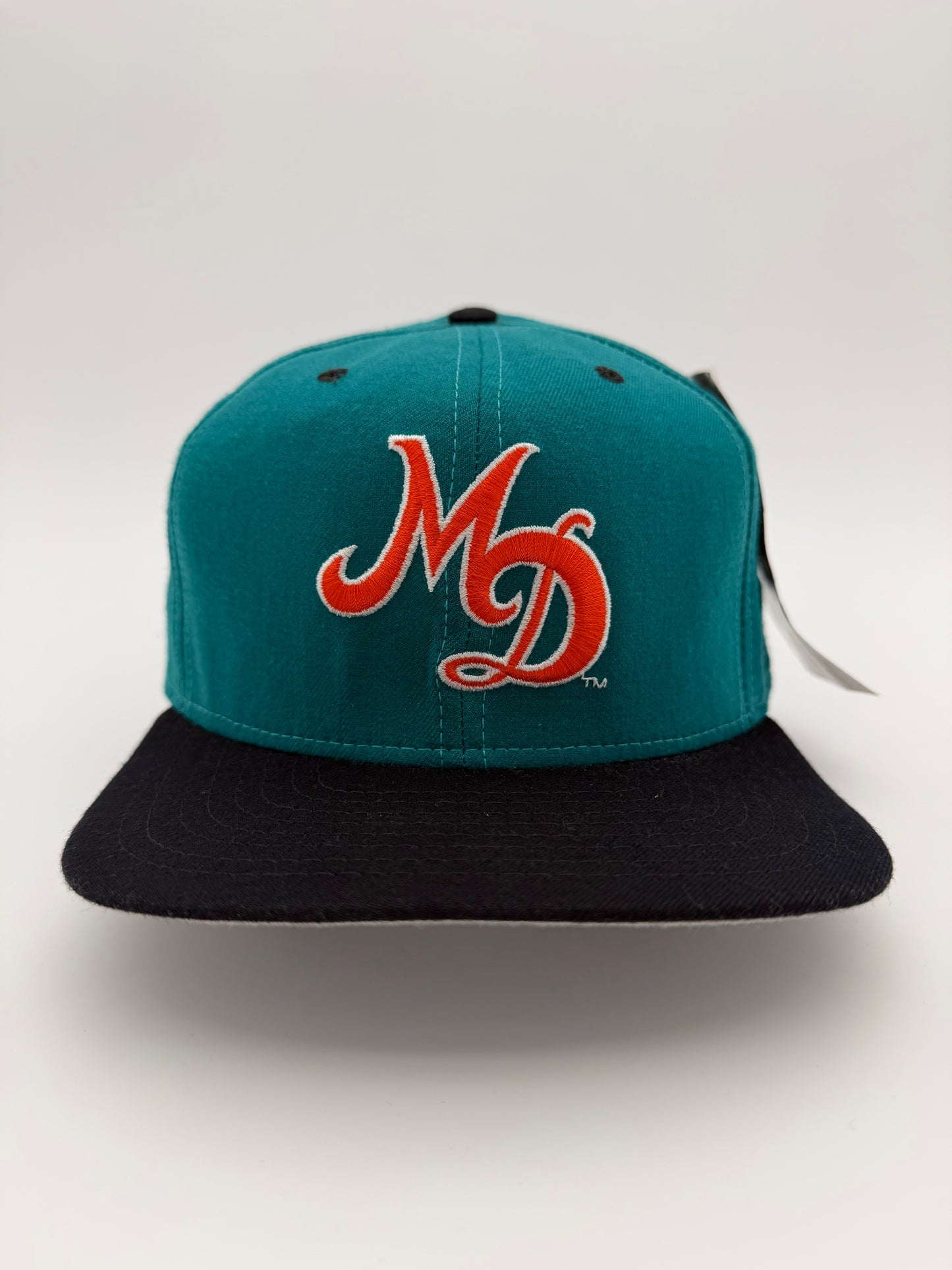 90S NEW ERA MIAMI DOLPHINS "MD" SCRIPT LOGO SNAPBACK (CLASSIC COLLECTION TAG) (NWT)