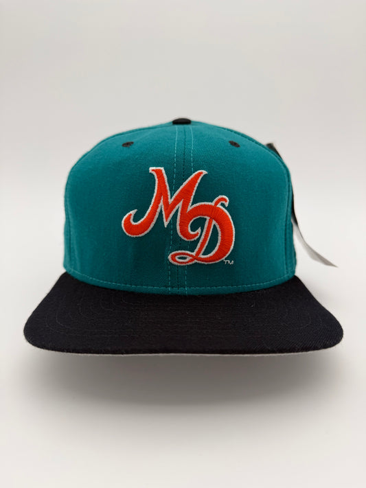 90S NEW ERA MIAMI DOLPHINS "MD" SCRIPT LOGO SNAPBACK (CLASSIC COLLECTION TAG) (NWT)