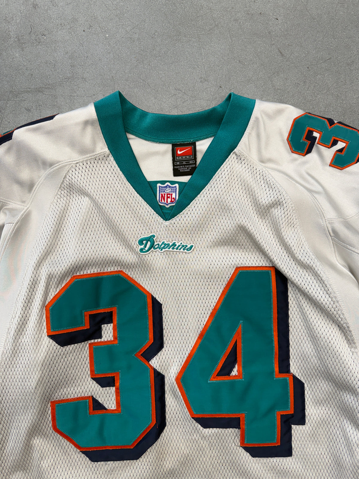 2000'S NIKE MIAMI DOLPHINS #34 GAME WORN JERSEY (BLACK NIKE TAG)