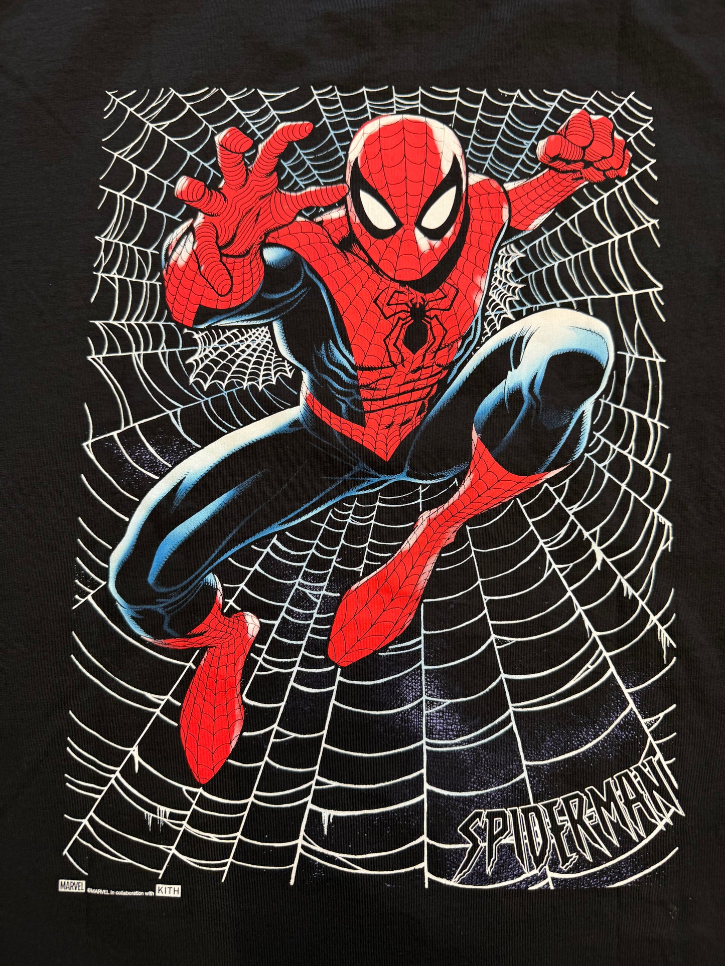 KITH X SPIDER-MAN WEB LOGO TEE - BLACK (NWT)