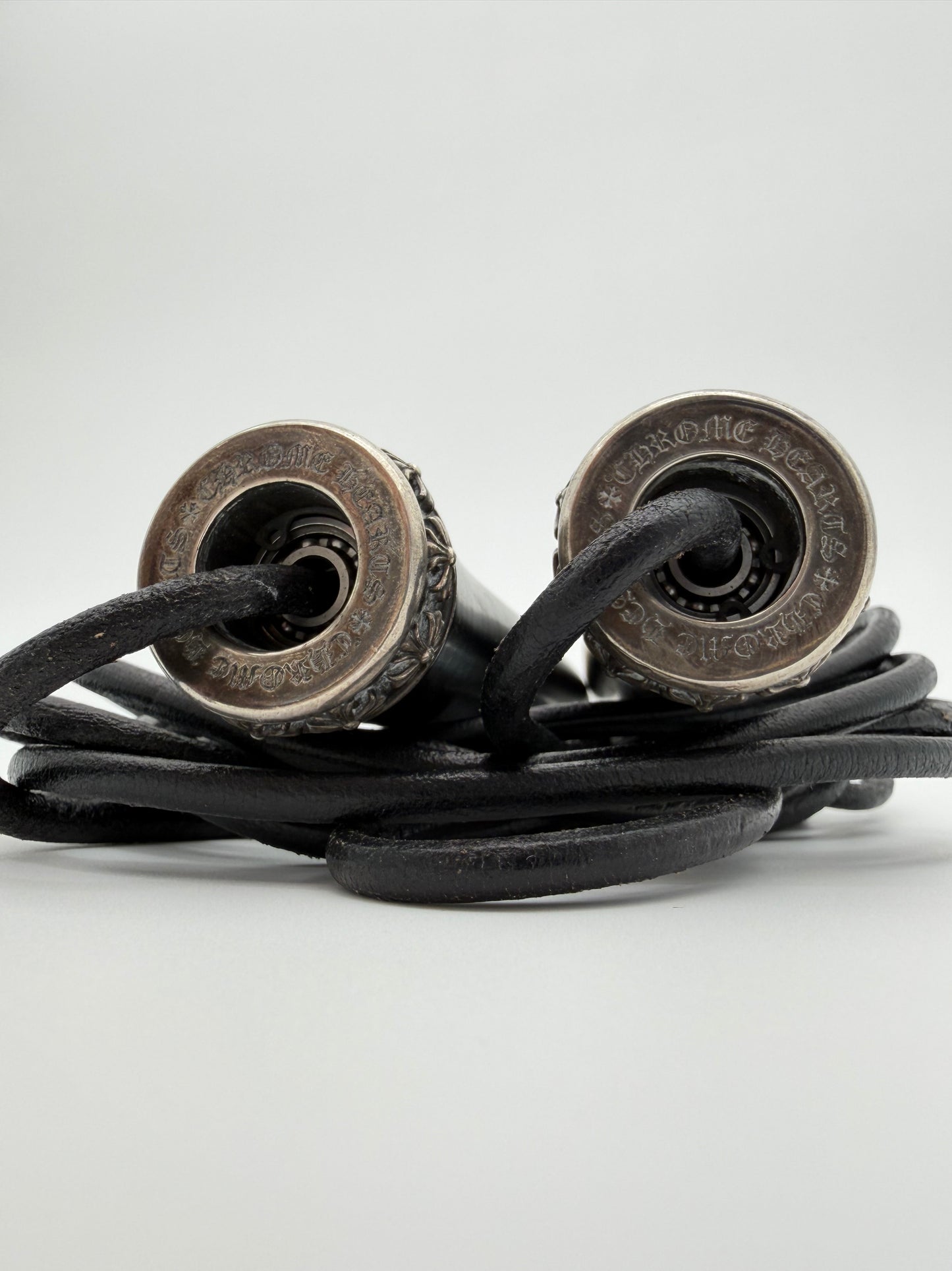 CHROME HEARTS JUMP ROPE -WOOD/LEATHER/SILVER
