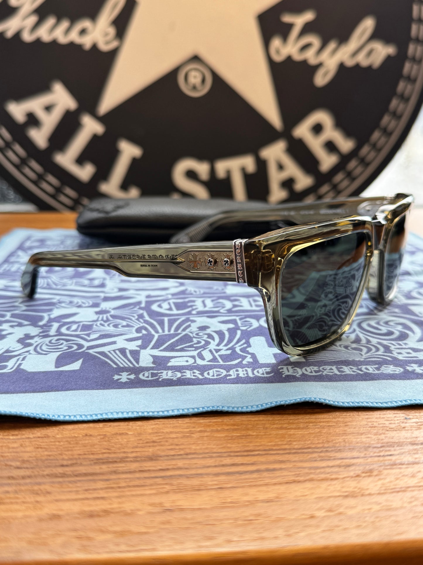 CHROME HEARTS MIDIXATHRILL I SUNGLASSES - CLEAR SMOKE GREY (BRAND NEW WITH CLOTH AND CASE)