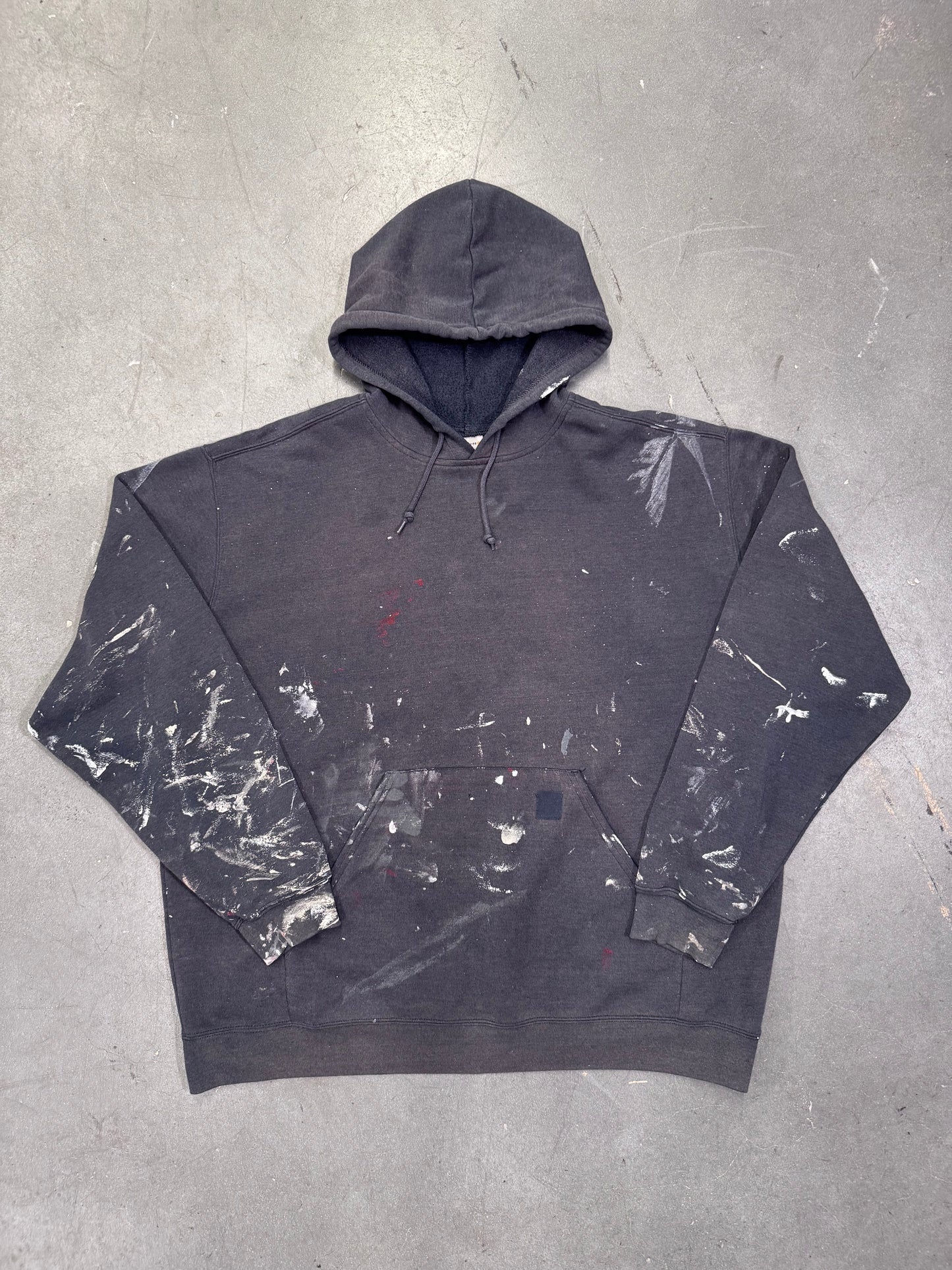 2000'S CARHARTT PAINT STAINED HOODIE - NAVY (2XL)