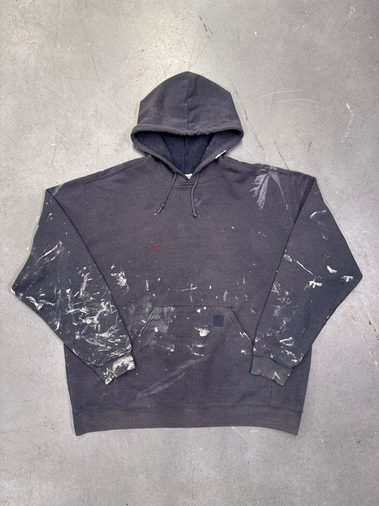 2000'S CARHARTT PAINT STAINED HOODIE - NAVY (2XL)