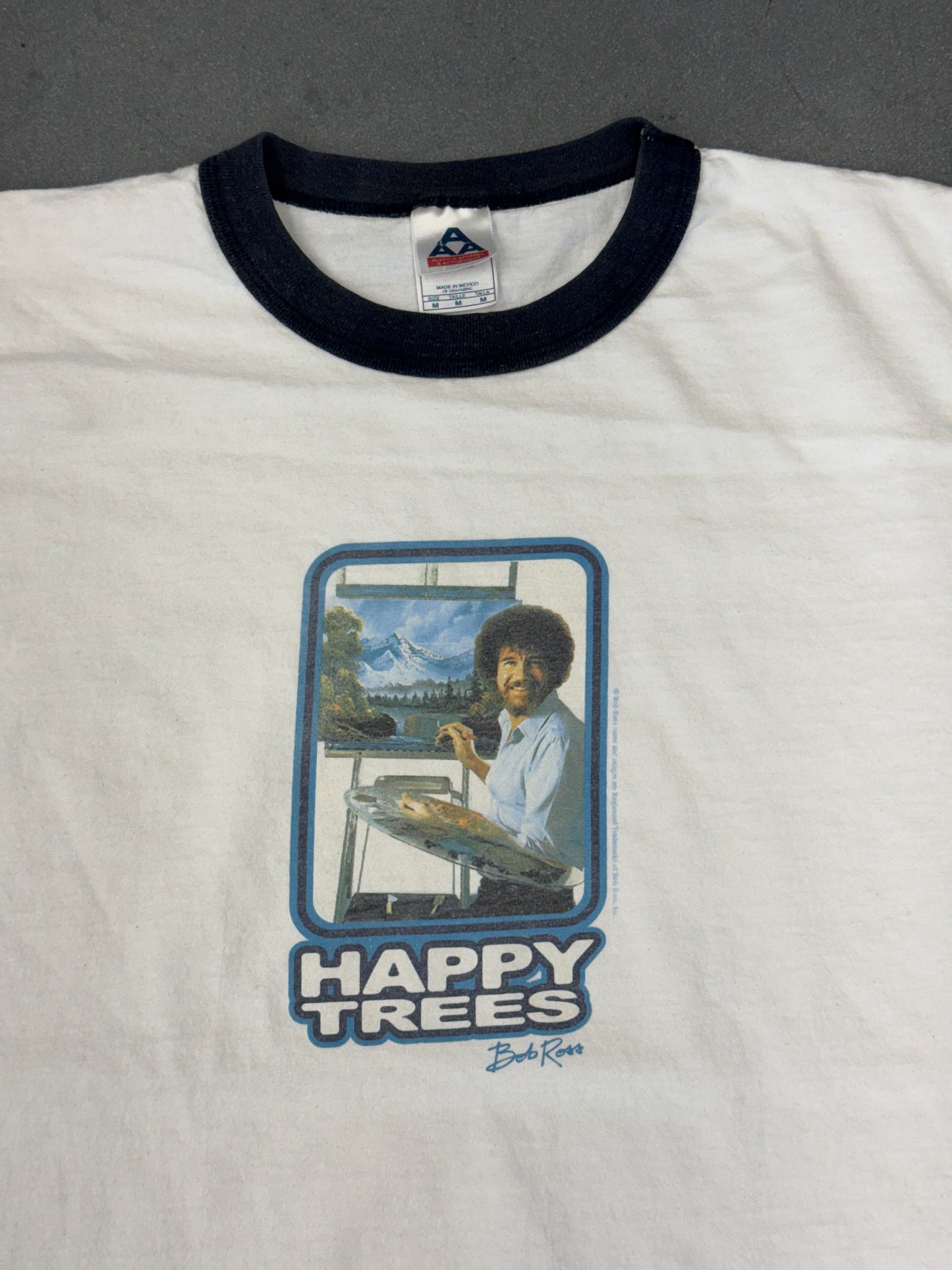 90S BOB ROSS HAPPY TREES RINGER TEE (AAA TAG)