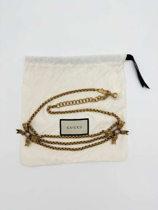 GUCCI BOW CHAIN BELT - GOLD (NEW WITH DUSTBAG) (TANIA)