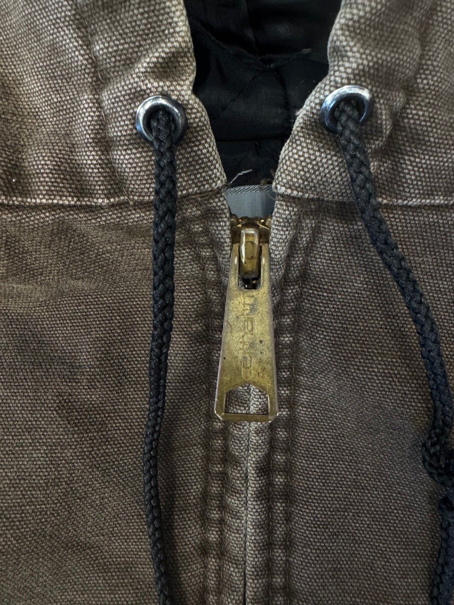 80S CARHARTT ZIP UP CANVAS HOODED JACKET - BROWN (J06CHT)