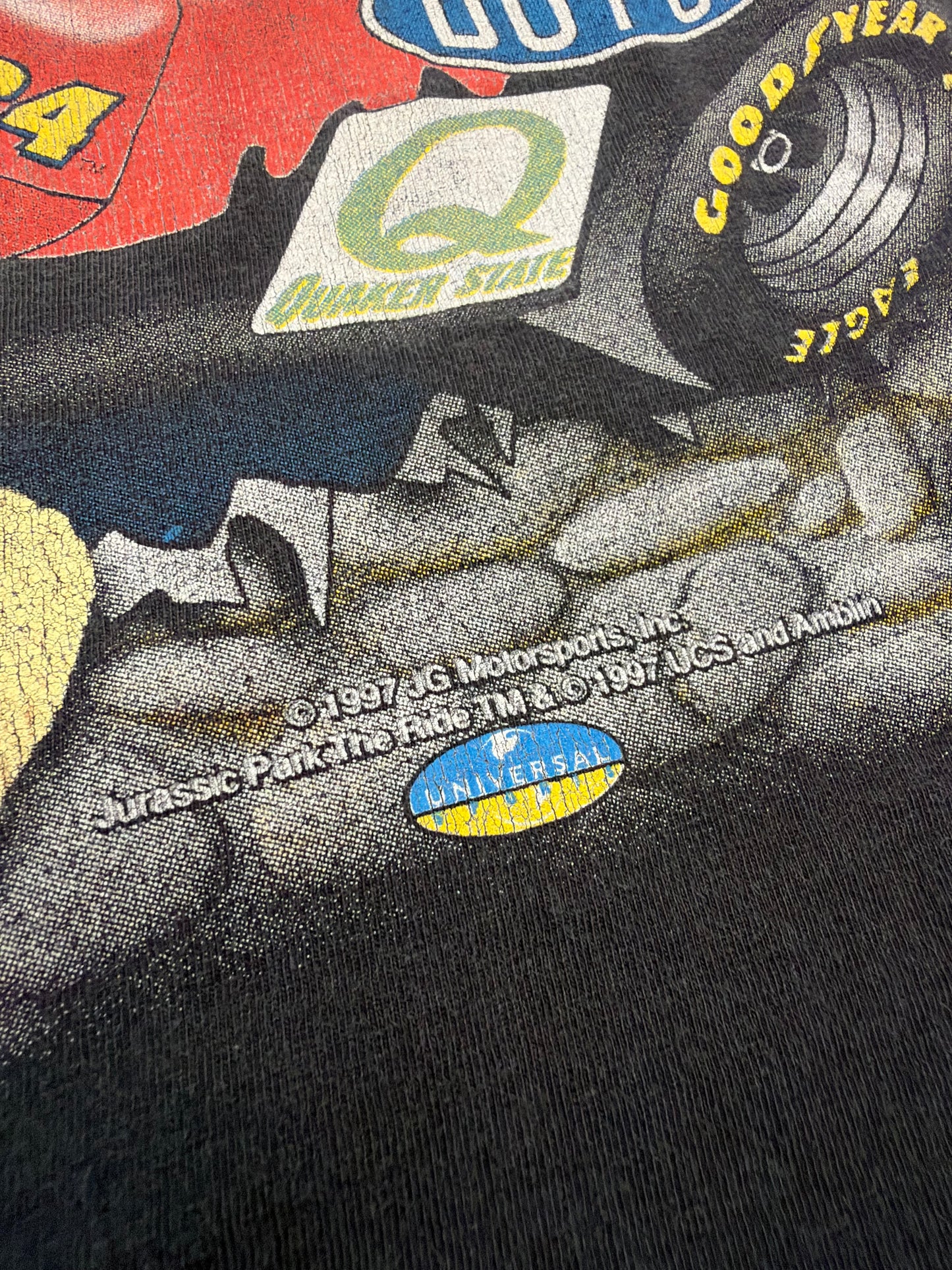 1997 JEFF GORDON JURASSIC PARK THE RIDE SOMETHING HAS SURVIVED AOP (CHASE RACE WEAR TAG)