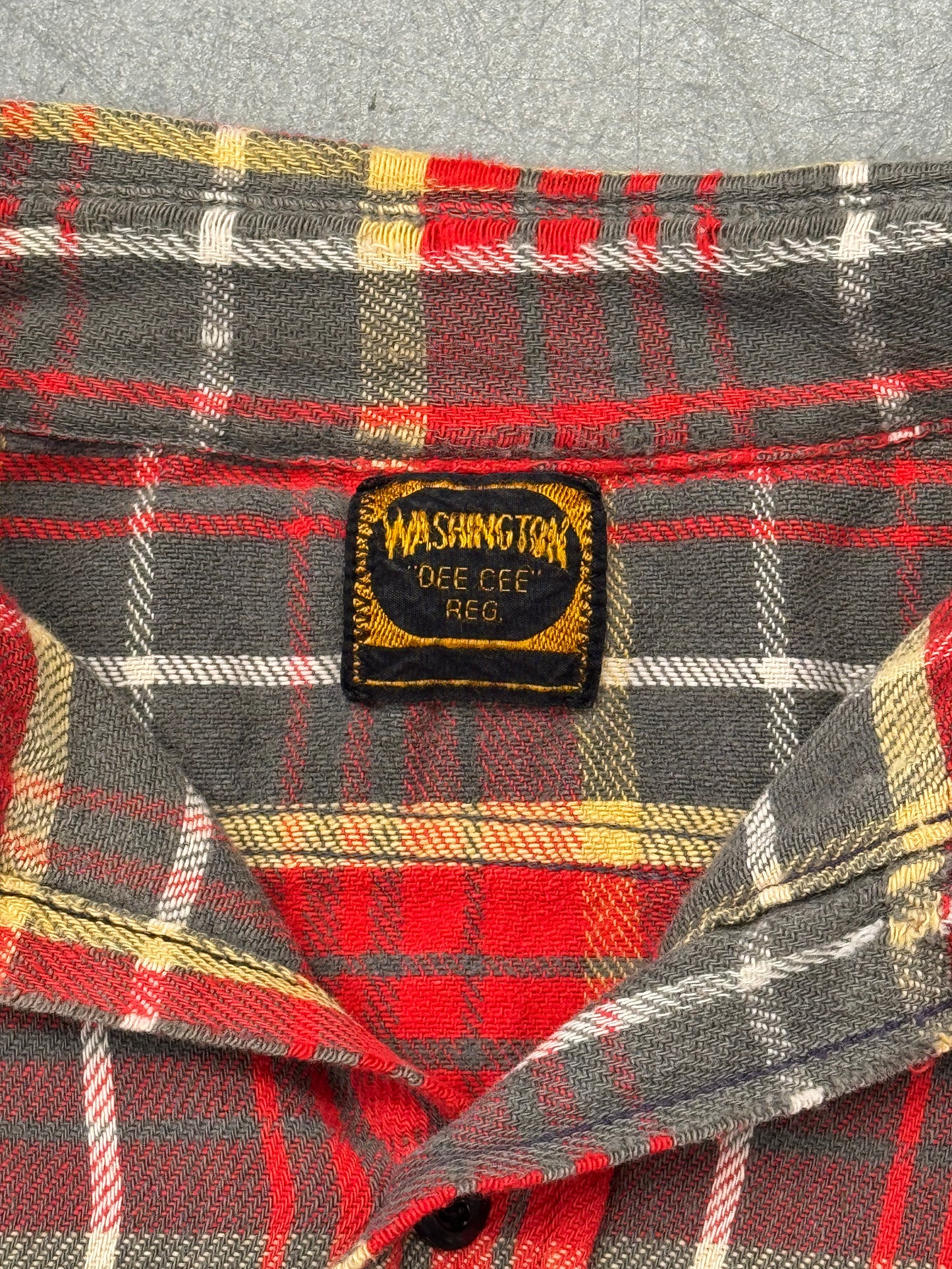 1960'S WASHINGTON "DEE CEE" REPAIRED FLANNEL SHIRT - RED