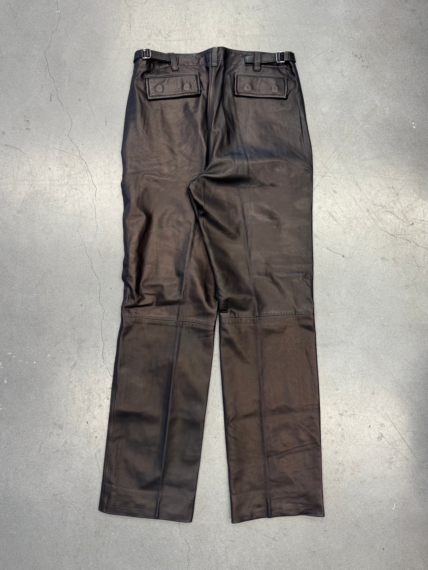 RALPH LAUREN PURPLE LABEL LAMB SKIN BLACK LEATHER PANTS