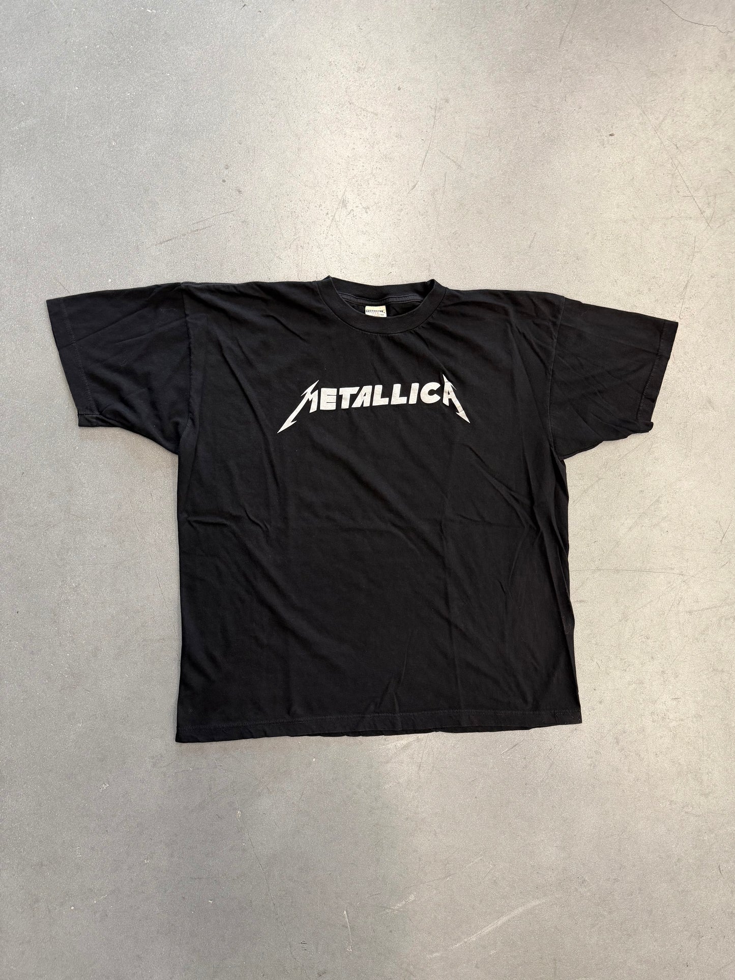 VINTAGE METALLICA METALLIC SILVER SPELL-OUT TEE (COTTONNET TAG)