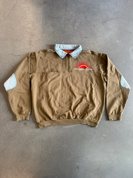 FW22 CACTUS PLANT FLEA MARKET THE GREEN FLASH DENIM COLLARED HALF-ZIP SWEATER