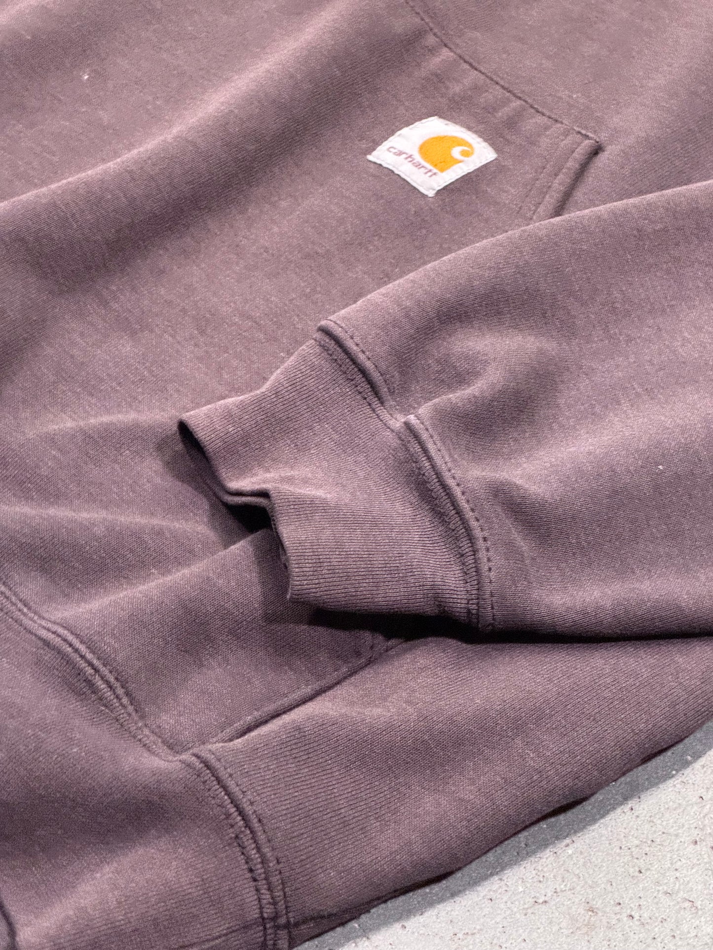 90'S CARHARTT SLEEVE SPELL-OUT PULLOVER HOODIE (CARHARTT TALL TAG) - BLACK