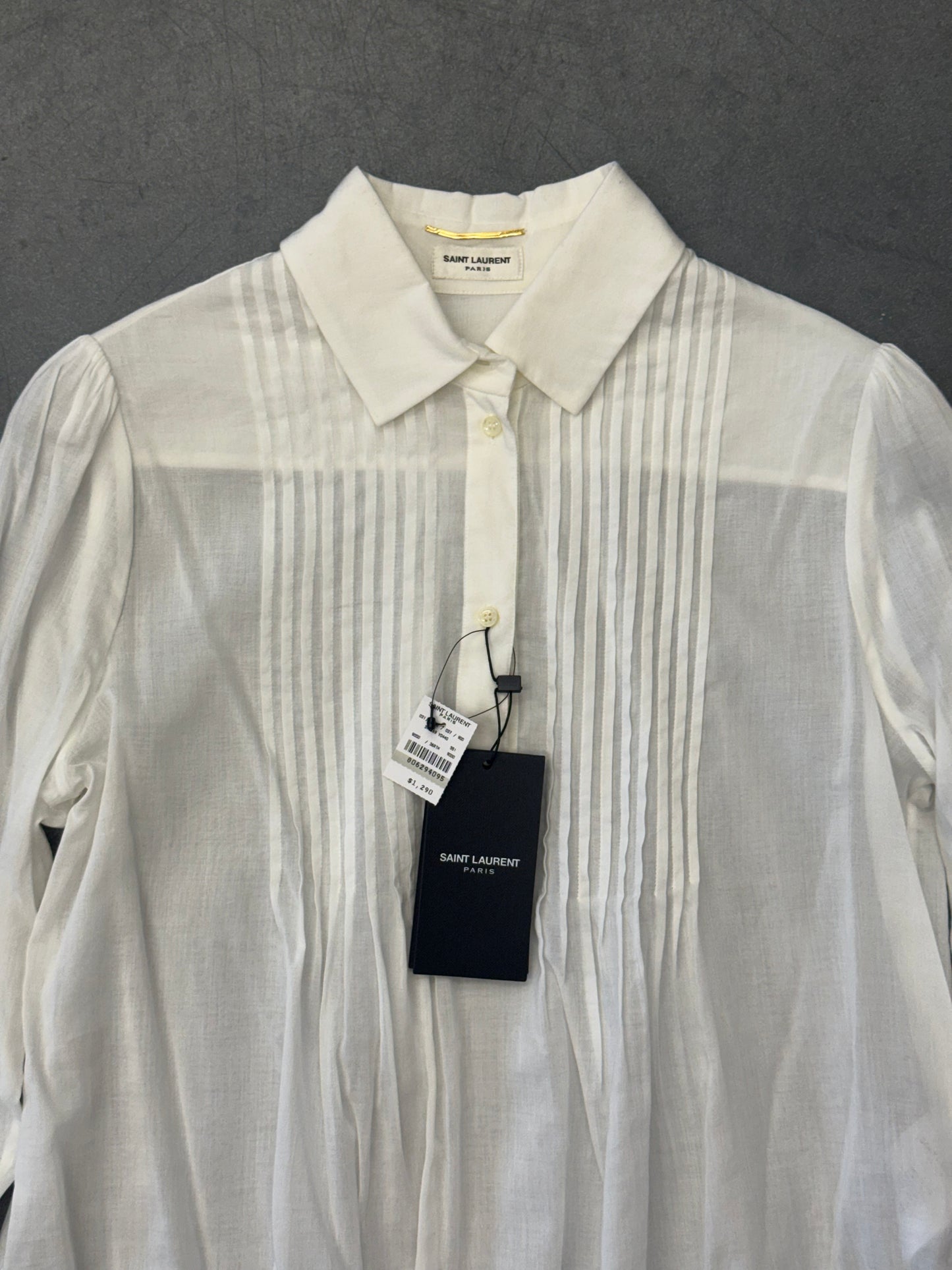 2015 SAINT LAURENT PLEATED BLOUSE