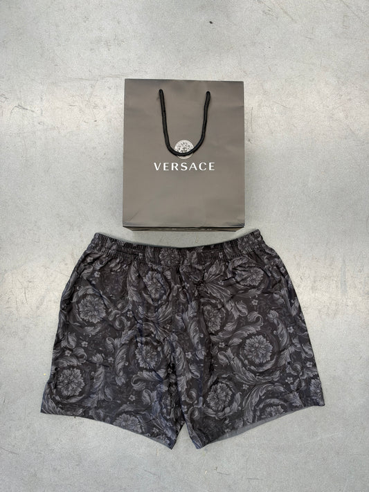 SS24 VERSACE BAROCCO REVERSIBLE SWIM SHORTS - GREY