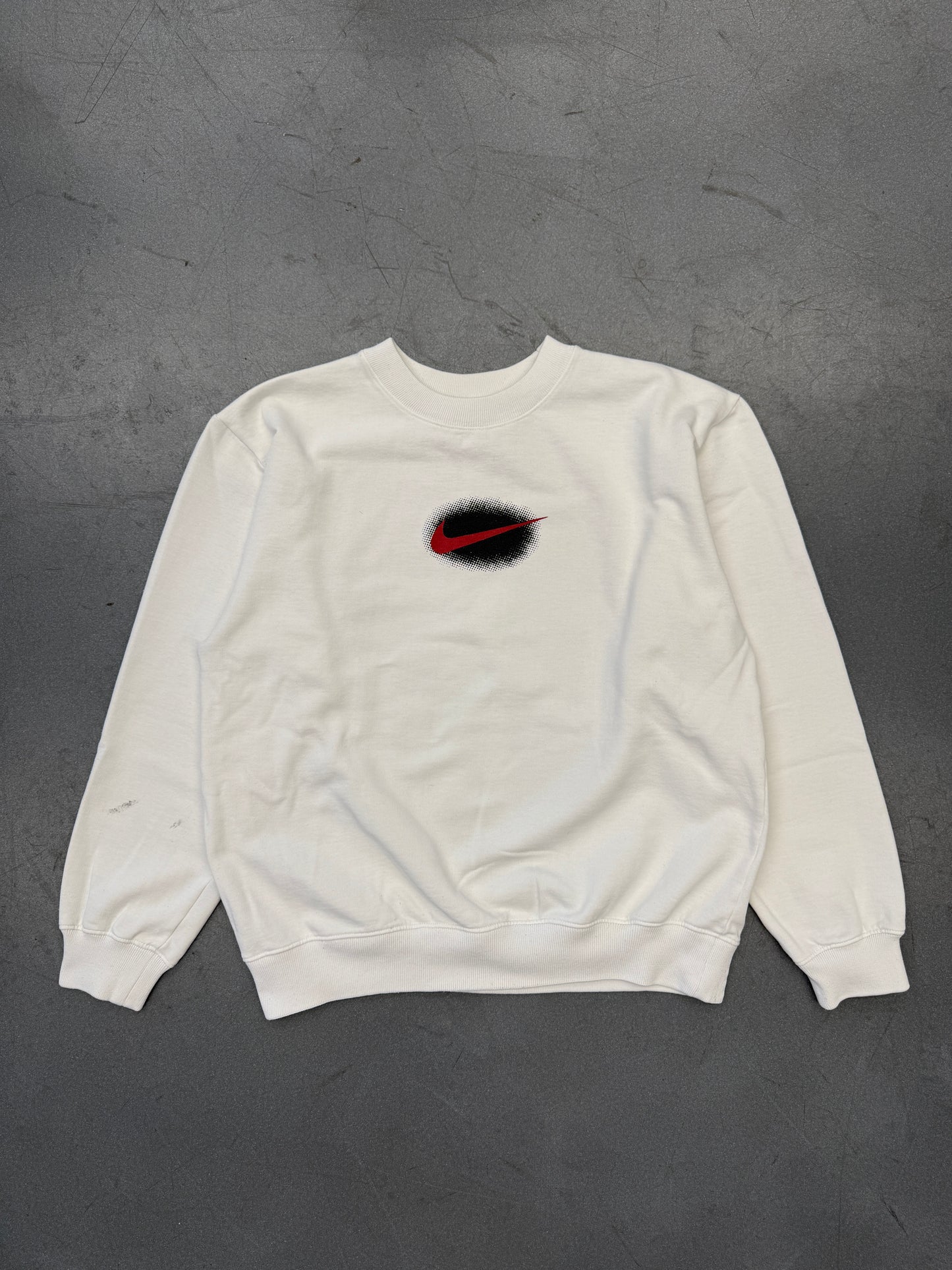 90S NIKE DENNIS RODMAN CENTER SWOOSH CREWNECK - WHITE/RED