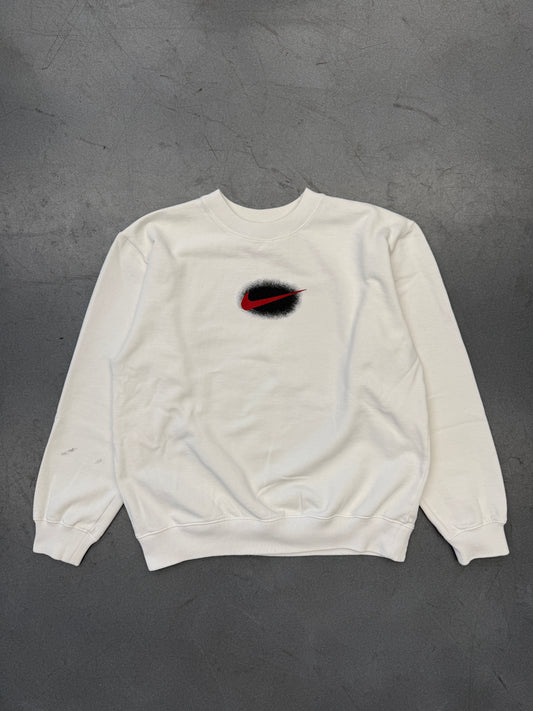 90S NIKE DENNIS RODMAN CENTER SWOOSH CREWNECK - WHITE/RED