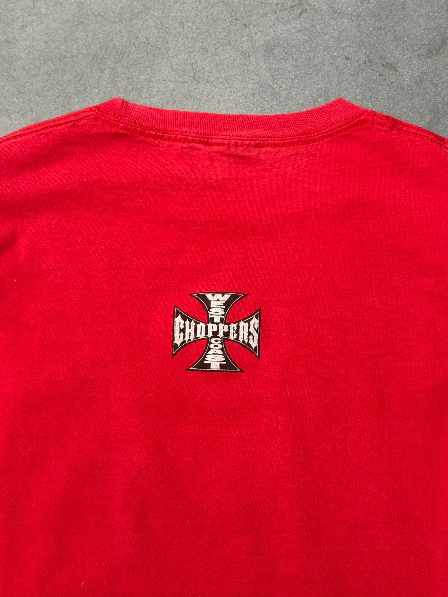 00'S WEST COAST CHOPPERS "CHOPPERS FOR LIFE" LS SPELLOUT TEE ( CUT TAG)