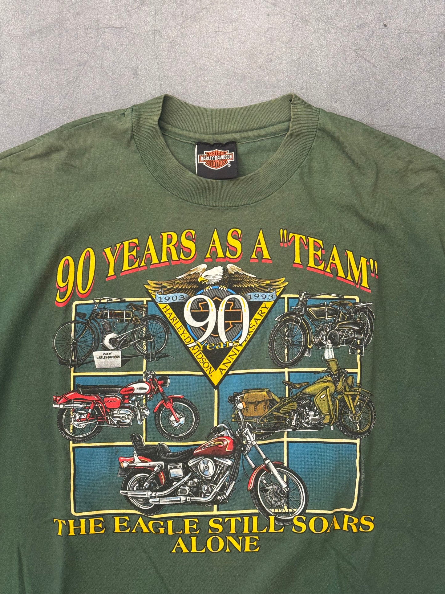 1993 HARLEY- DAVIDSON 90 YEARS AS A "TEAM" YORK, PENNSYLVANNIA TEE (HANES BEEFY TAG)