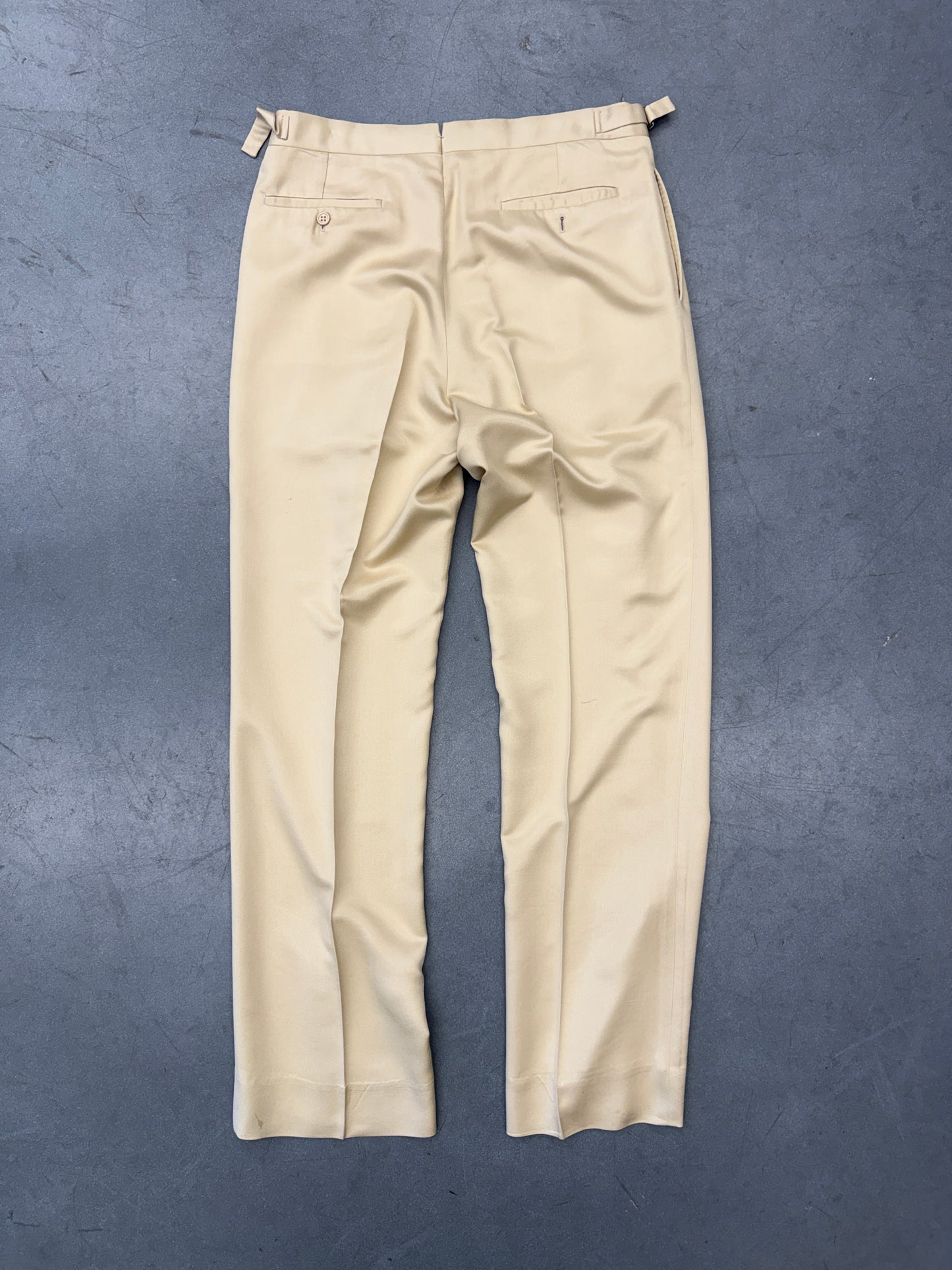 RALPH LAUREN PURPLE LABEL 100% SILK SLACKS - CREAM