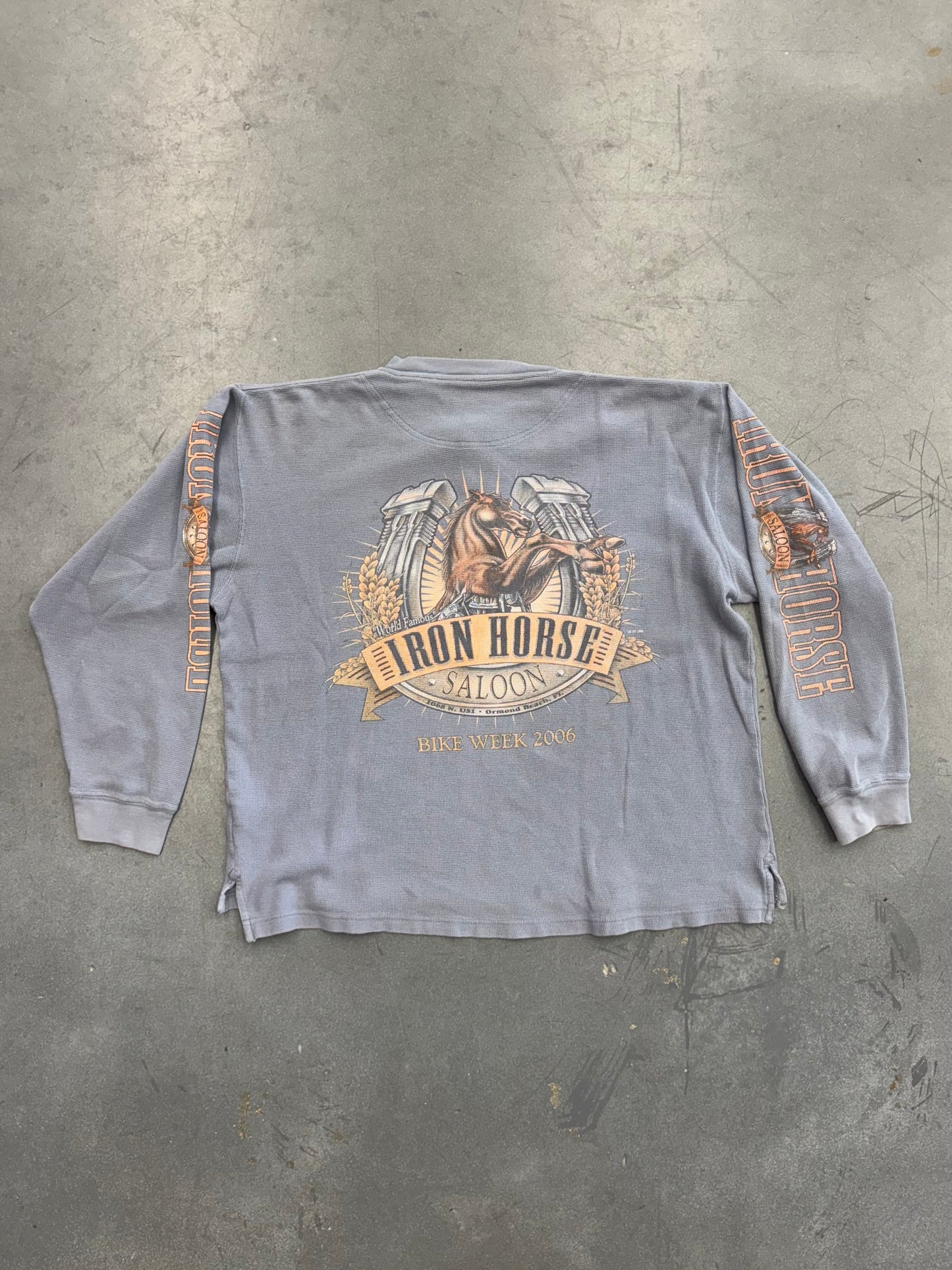 IRON HORSE SALOON BIKE WEEK 2006 THERMAL QUARTER-BUTTON LS (PRINTED TAG)