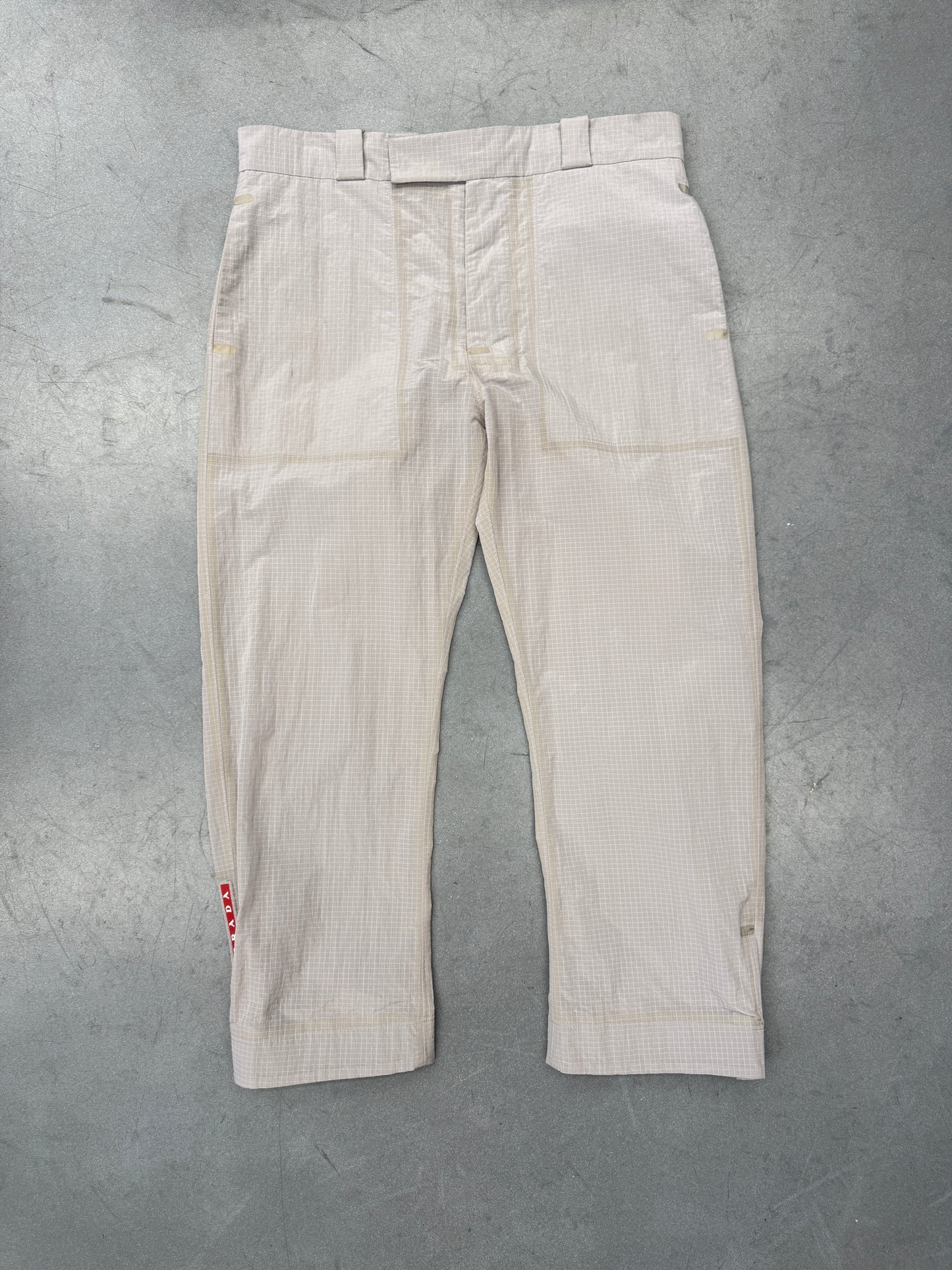 PRADA LR-LX033 RIPSTOP WIDE LEG PANTS - GRAY