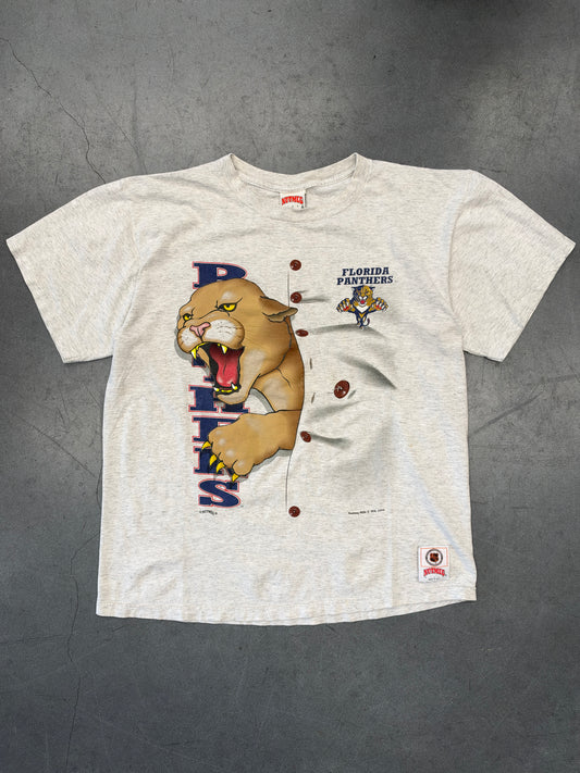 1994 FLORIDA PANTHERS RIPPING THROUGH BUTTON SHIRT NHL TEE (NUTMEG MILLS TAG)