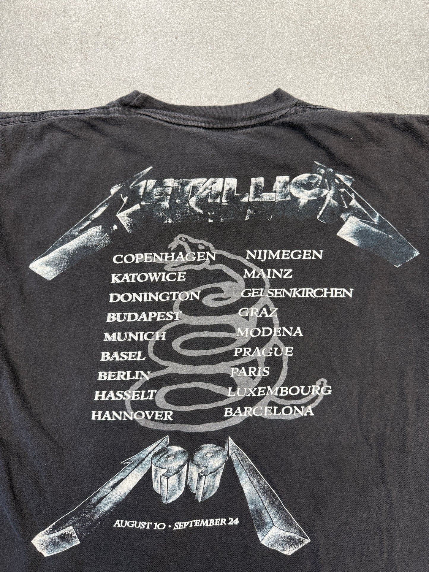 1991 METALLICA 4 FACES HISTORIC DATES TOUR TEE (CUT TAG)