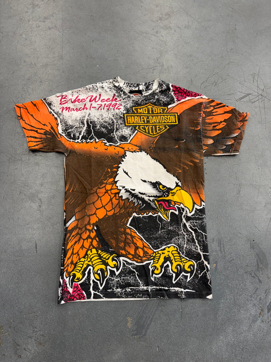 1992 HARLEY-DAVIDSON BIKE WEEK EAGLE AOP TEE (BLACK HARLEY TAG)