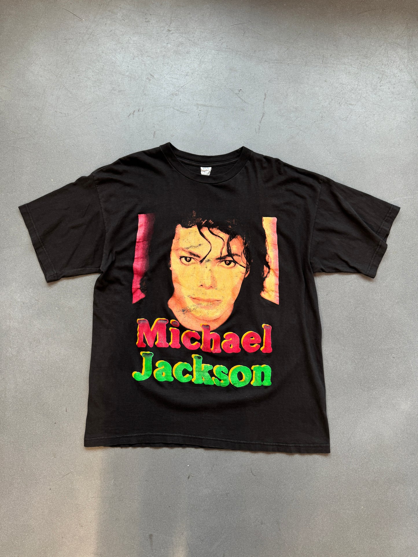 90'S MICHAEL JACKSON BIG FACE THE KING OF POP BOOTLEG RAP STYLE TEE (TOP TAG)